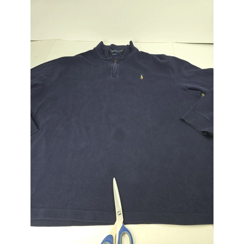 Polo Ralph Lauren Estate Rib Navy Blue Pullover Sweater‎ 1/4 Zip Mens Size 2XL
